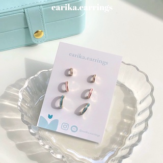 (กรอกโค้ด 72W5V ลด 65.-) earika.earrings - candy pic hoop set เซ็ตต่างหูทรงครึ่งห่วงก้านเงินแท้ คนแพ้ง่ายใส่ได้