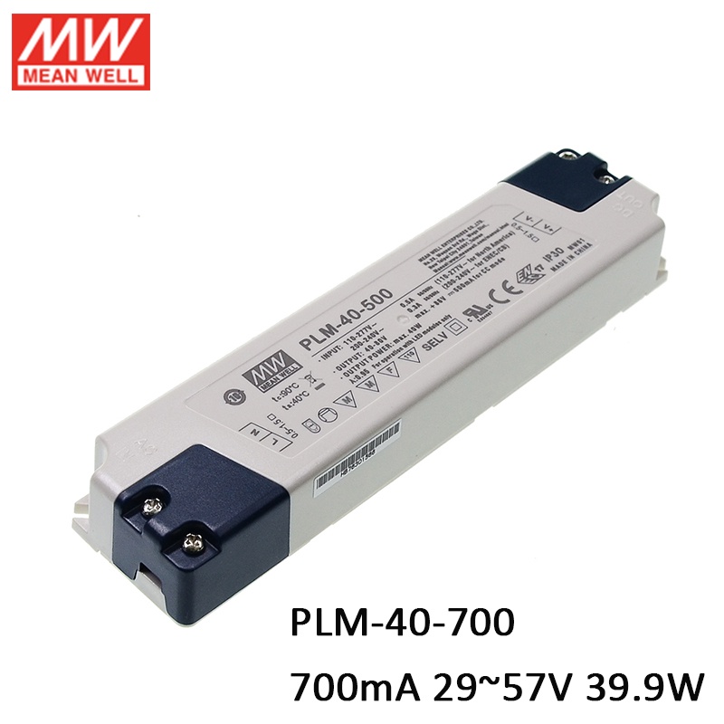 Mean WELL PLM-40-700 ไดรเวอร์พาวเวอร์ซัพพลาย LED 700mA 29-57V DC 40W 3 ...