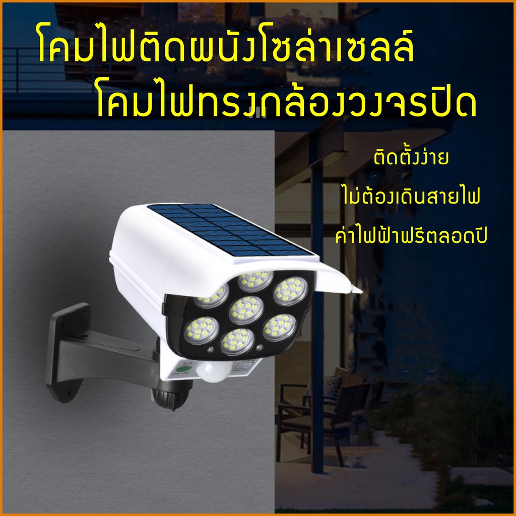 ไฟติดกันขโมย-โคมไฟทรงกล้องวง-ไฟติดผนัง-solar-light-โคมไฟ-ไฟled