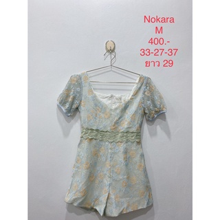 จั๊มสูทขาสั้น สีฟ้า ลายดอก NOKARA SIZE M