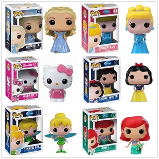 Funko POP ตุ๊กตาดิสนีย์ Hello Kitty Snow White Cinderella Tinker Bell Ariel ของเล่นสําหรับเด็ก