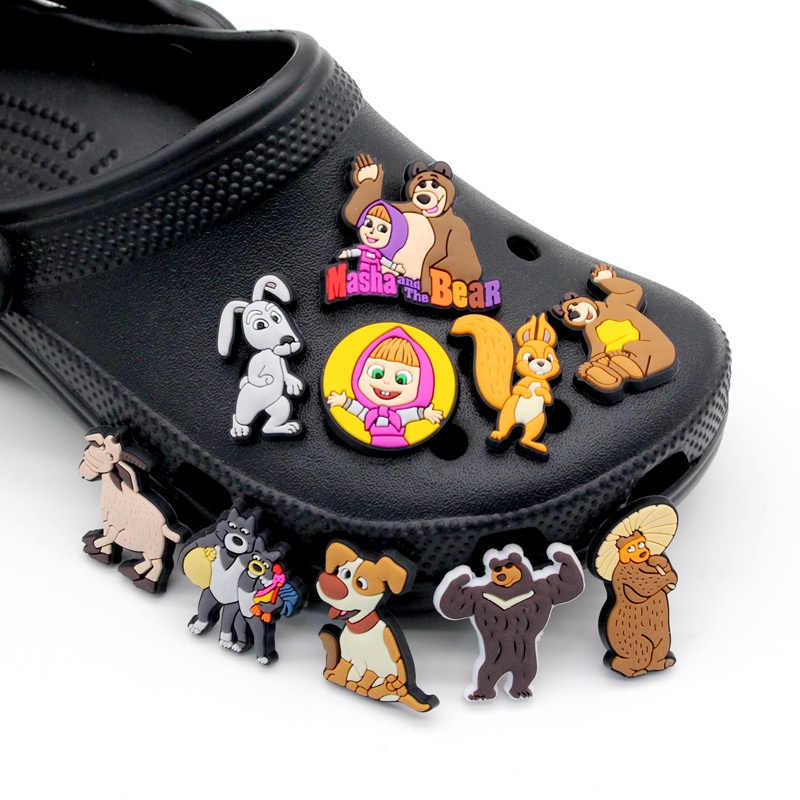 Shoe Charms การ์ตูน Masha and the Bear Crocs pvc น่ารัก รองเท้าแตะ ...