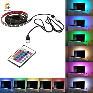 BH 5050 แถบสายไฟ LED RGB หลากสี USB สำหรับ TV พร้อมรีโมทควบคุม