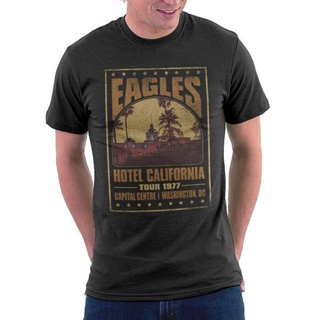 เสื้อยืดผ้าฝ้ายCOTTON The eagles rock band tshirt tour 1977 เสื้อยืดคอนเสิร์ต tees unisex ผู้ชาย top tee แขนสั้นเสื้อ pl