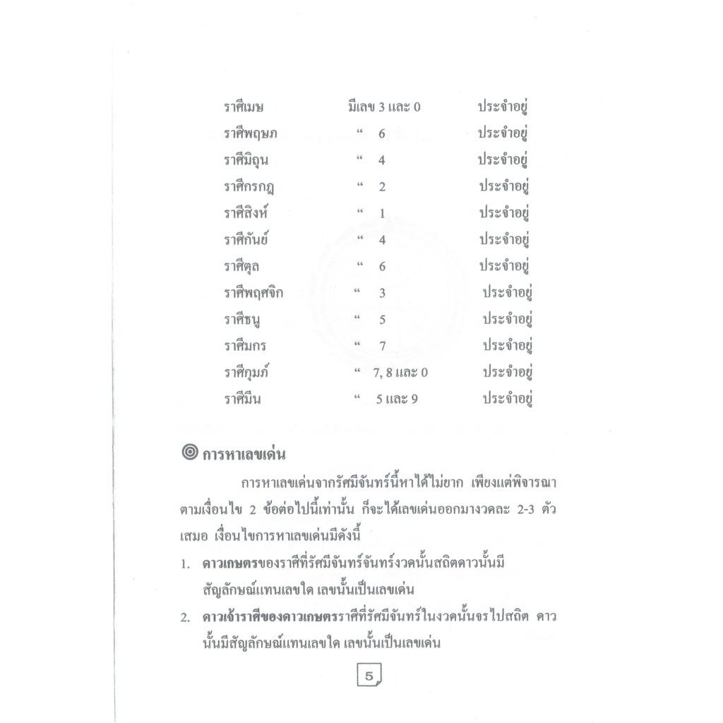 หนังสือโหราศาสตร์-เลขรัศมีจันทร์