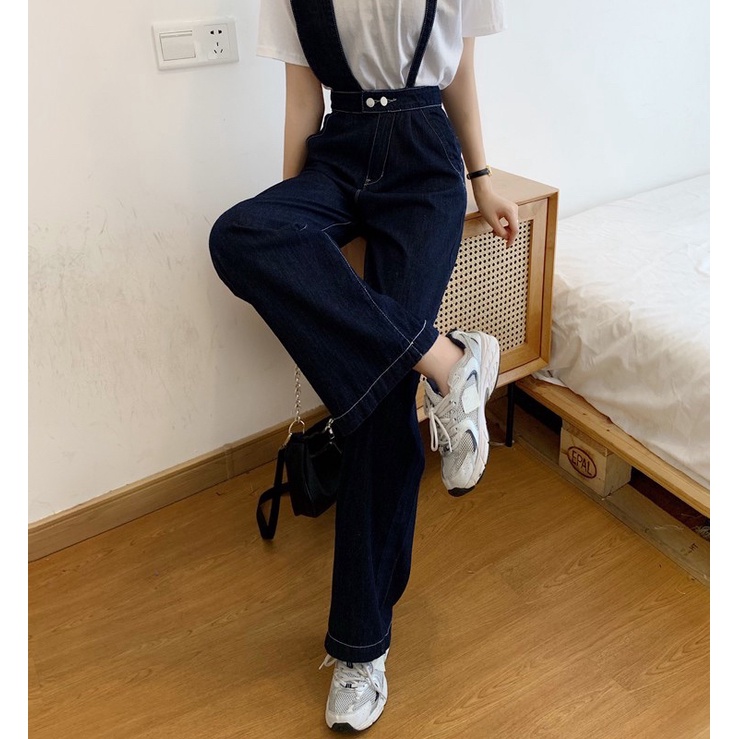 many-jeans-overalls-เอี๊ยมกางเกงยีนส์ขายาวเอวสูงรุ่นนี้สายเอี๊ยมเก๋