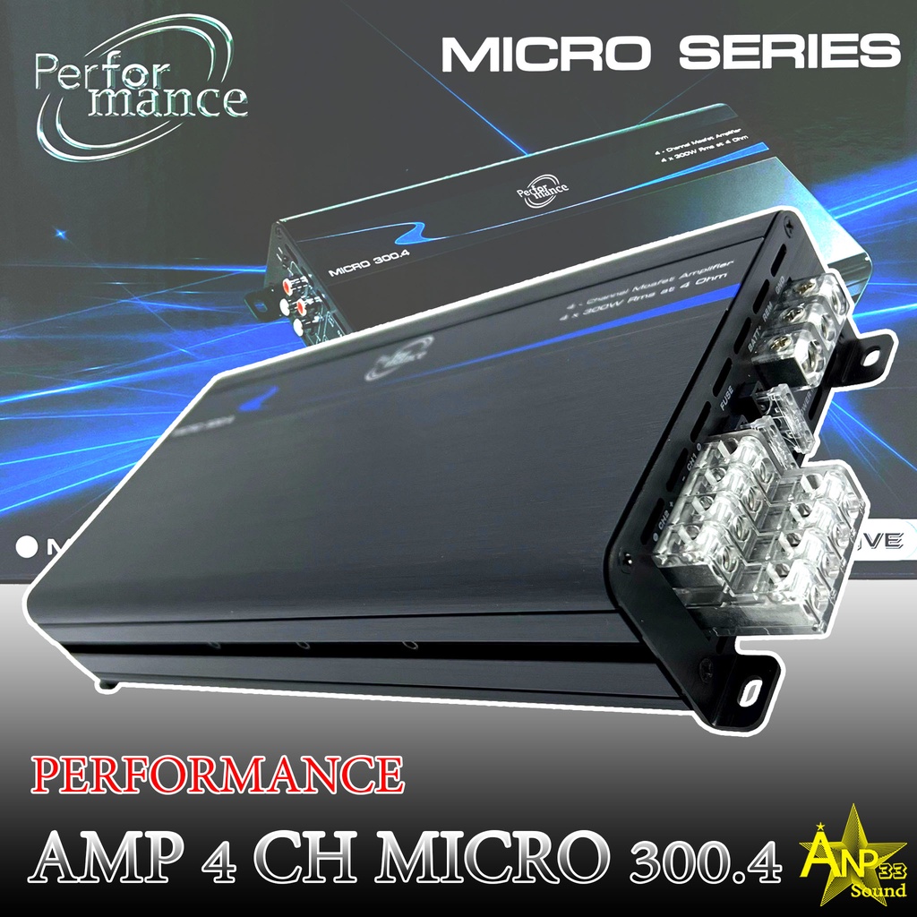 เพาเวอร์แอมป์ติดรถยนต์-4-ch-300w-performance-รุ่น-micro-300-4