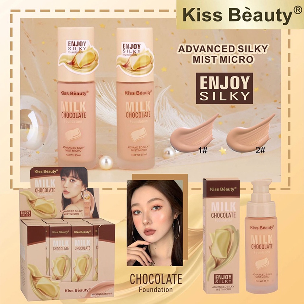 kiss-beauty-milk-chocolate-foundation-ครีมรองพื้น-ช็อกโกแลตนม-เครื่องสำอาง-ปกปิดริ้วรอย-รองพื้นคุมมัน-รองพื้นสำหรับทาหนา