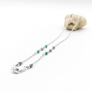DSP สร้อยคล้องแมสเทอควอยซ์ + เงินแท้ 92.5% : 925 Sterling Silver Face Mask Chain - Turquoise Mask Necklace