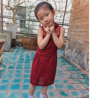 เดรสเด็กผู้หญิง เดรสออกงาน เดรสคอจีน (เหมาะกับ4-5ปี)