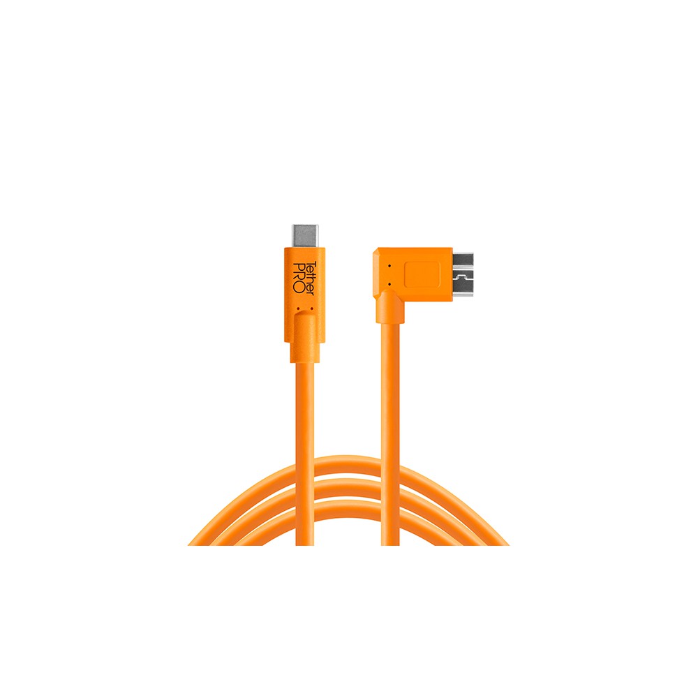 ภาพหน้าปกสินค้าTether tools TetherPro (CUC33R15) USB-C to 3.0 Micro-B Right Angle15'(4'6m),High-Visibility Orange Tether Pro tethertool จากร้าน snapshotshop บน Shopee