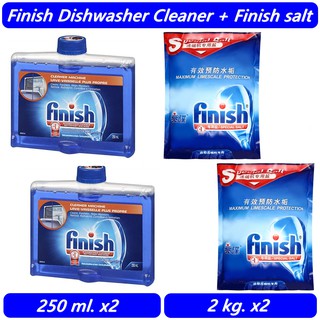 finish cleaner machine 2 ขวด + finish salt 2 ถุง ผลิตภัณฑ์ล้างจาน สำหรับเครื่องล้างจานอัตโนมัติ