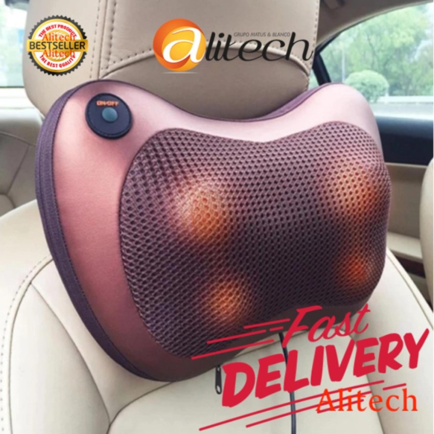 alitech-เครื่องนวดไฟฟ้าเบาะนวดไฟฟ้า-หมอนนวดคอระบบอินฟาเรดสำหรับในบ้านและรถยนต์-neck-massage-pillow-ม่วง-ฟ้า-น้ำตาล