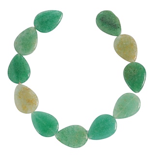 ลูกปัดหินแท้รูปทรงหยดน้ำแบนอเวนเจอรีนสีเขียว (Green Aventurine) TFL 25x35