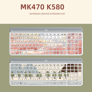 ฟิล์มกันฝุ่น ติดแป้นพิมพ์ บลูทูธ ไร้สาย ลายการ์ตูนดอกไม้ สําหรับ Logitech MK470 K580