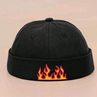 หมวกลายไฟ 🔥 ทรงฮิต งานปักสวยๆ ฟรีไซส์ปรับได้ หมวกไม่มีปีก