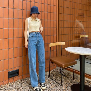 ภาพหน้าปกสินค้ากางเกงยีนส์เอวสูง Dark blue jeans เสื้อผ้าแบรนด์ belitastudio ที่เกี่ยวข้อง