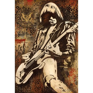 โปสเตอร์ รูปวาด วงดนตรี พังก์ร็อก ราโมนส์ Johnny Ramones (1974-96) POSTER 24"x35" Inch American Punk Rock Painting ART