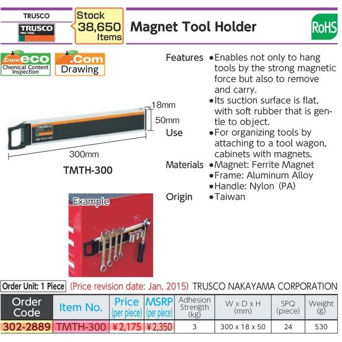 trusco-tmth-300-302-2889-magnetic-tool-holder-แถบแม่เหล็กเก็บเครื่องมือช่าง