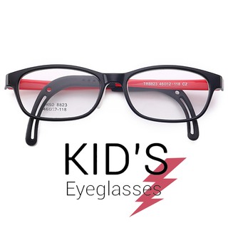 KOREA แว่นตาแฟชั่นเด็ก แว่นตาเด็ก รุ่น 8823 C-2 สีดำขาแดง ขาข้อต่อ วัสดุ TR-90 (สำหรับตัดเลนส์) เบาสวมไส่สบาย