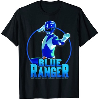 เสื้อยืดโอเวอร์ไซส์เสื้อยืด พิมพ์ลาย Power Rangers สีฟ้า แบบเรียบง่ายS-3XL