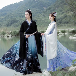 👑ชุดจีนโบราณ👑คู่สูท Hanfu สูทสามชิ้นสไตล์จีน ทั้งชายและหญิงสามารถสวมใส่