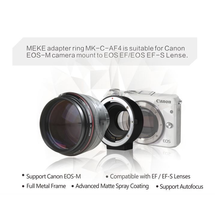 ภาพหน้าปกสินค้าตัวแปลงเลนส์ EOS to EOS M Meike Auto Focus Adapter EF EF-S to EF-M for Canon EOS M50 M10 M5 M6 M100 M3 Camera จากร้าน dvzoneshop บน Shopee