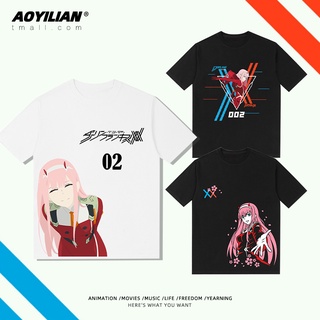 เสื้อยืดโอเวอร์ไซส์Dear Franks ที่รักในทีมชาติ franxx 02 เสื้อยืดแขนสั้นผู้ชายและผู้หญิงครึ่งแขนS-4XL