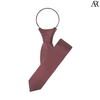 ANGELINO RUFOLO Zipper Tie 5 CM. (เนคไทสำเร็จรูป) ผ้าไหมทออิตาลี่คุณภาพเยี่ยม ดีไซน์ Cube สีเลิอดหมู/สีกรมท่า/สีชมพู