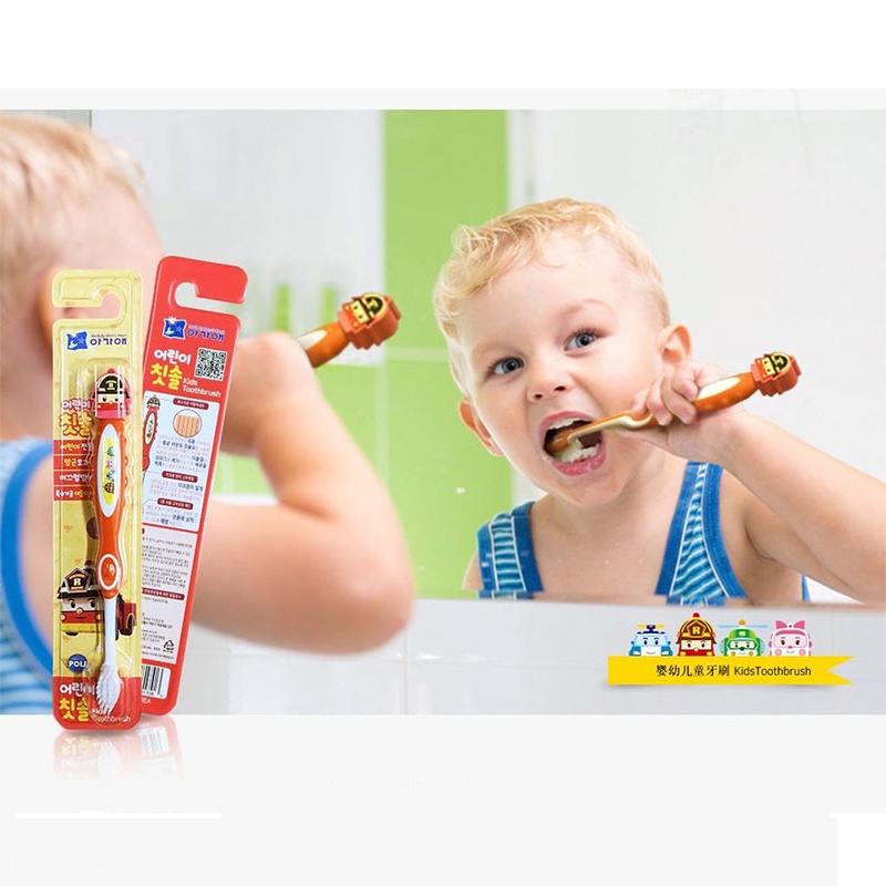 ภาพหน้าปกสินค้าแปรงสีฟันสำหรับรถตำรวจ Polly ที่เสียรูปสำหรับเด็ก Cartoon Stereo Soft Slimsoft Toothbrush แปรงฟันเด็ก แปรงสีฟันเด็ก 1 ขวบ แปรง โลชั่น