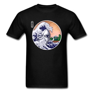 เสื้อยืดผ้าฝ้ายพิมพ์ลาย เสื้อยืดลําลอง คอกลม 100% พิมพ์ลาย The Great Wave Monster Hokusai Windsurfer แฟชั่นฤดูใบไม้ร่วง