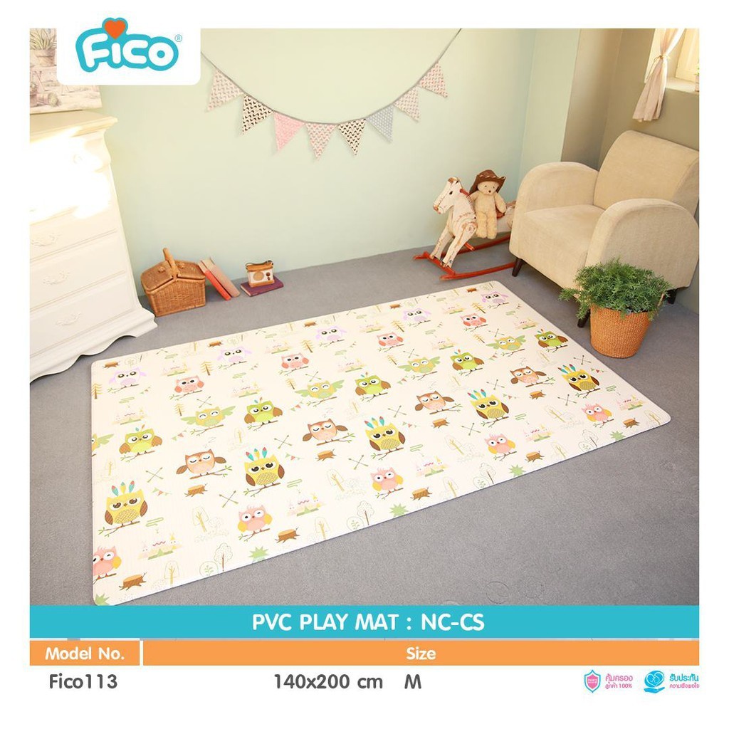 Fico เสื่อรองคลาน PVC Play Mat Size M 140x200 cm. Shopee Thailand