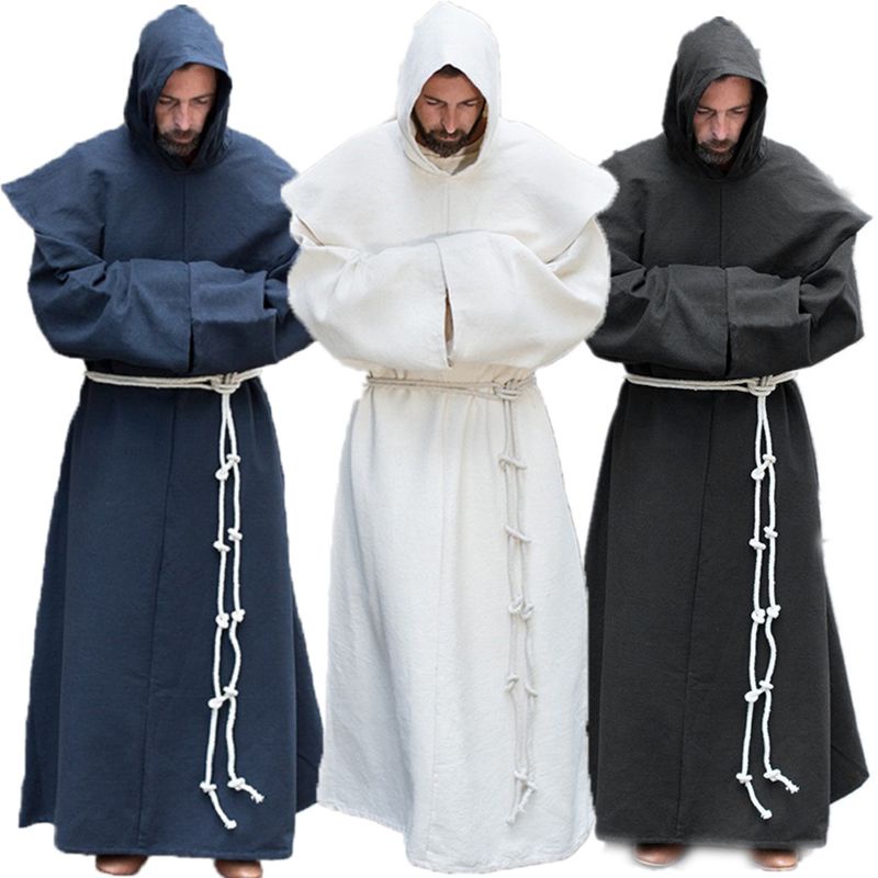 Unisex Men Medieval Renaissance Priest Monk Robe Hooded Halloween ...