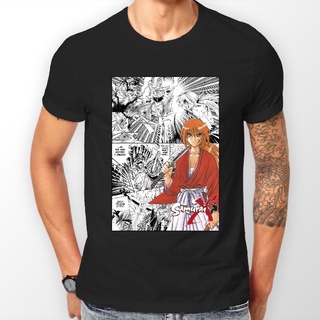 เสื้อยืดโอเวอร์ไซส์Rurouni Kenshin เสื้อยืด พิมพ์ลายการ์ตูนอนิเมะ Samurai X สําหรับผู้ชายS-3XL