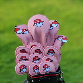Pink MALBON ไม้กอล์ฟ #1 #3 #ผ้าคลุมหัวไม้กอล์ฟ หนัง PU 5 ชิ้น