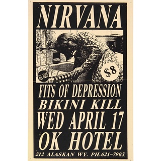 โปสเตอร์ Nirvana เนอร์วานา Kurt Cobain เคิร์ท โคเบน Music Poster โปสเตอร์ติดผนัง ตกแต่งผนัง ตกแต่งบ้าน  รูปภาพติดห้อง