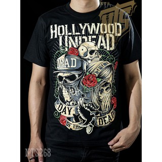 HOLLYWOOD UNDEAD ROCK เสื้อยืด เสื้อวง เสื้อดำ สกรีนลายอย่างดี ผ้าหนานุ่ม ไม่หดไม่ย้วย  T SHIRT S M L XL XXLเ