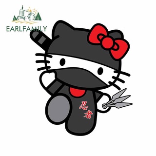 Earlfamily สติกเกอร์ไวนิล ลายการ์ตูน Ninja Hello Kitty Frige JDM ขนาด 13x11.6 ซม. สําหรับติดตกแต่งหน้าต่างรถยนต์ รถจักรยานยนต์