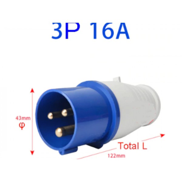 Power Plug ปลั๊กตัวผู้,ตัวเมีย 2P+E 220V 16A สีน้ำเงิน | Shopee Thailand