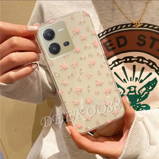 ใหม่ เคสโทรศัพท์มือถือแบบใส VIVO Y35 Y22S Y22 Y16 Y02S V25 V25e 4G 5G 2022 New Handphone Casing Cute Pink Flowers Phone Cell Case Shockproof Transparent Girls Back Cover VIVOV25 VIVOV25e VIVOY35 VIVOY22