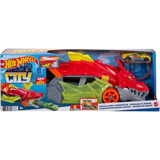 Hot Wheels Dragon Launch Transporter รถบรรทุกมังกรพ่นรถ ของเล่นรถเหล็กฮอทวีล รุ่น GTK42