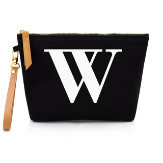 กระเป๋าผ้าลายอักษร ALPHABET CLUTCHES POUCH BLACK “W”