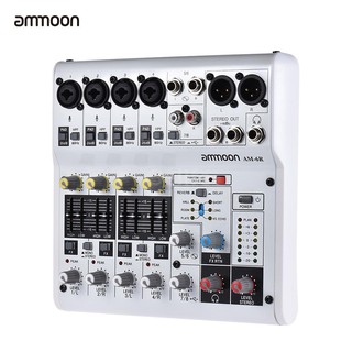 ammoon AM-6R แผงคอนโซลควบคุมเสียง 8 ช่อง 48 โวลต์