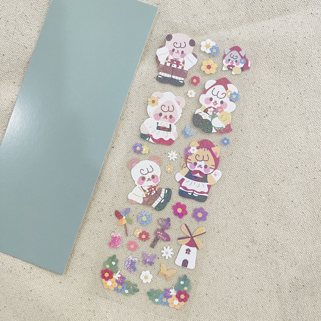 galicici-stickers-เกาหลีใต้อินสติกเกอร์-การ์ตูนหมีโฮโลแกรมสติกเกอร์-สติกเกอร์ตกแต่ง-วัสดุdiy