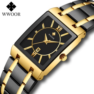 ภาพหน้าปกสินค้าWwoor ใหม่ นาฬิกาข้อมือควอตซ์แฟชั่น สายแสตนเลส ทรงสี่เหลี่ยม กันน้ํา สําหรับบุรุษ Relogio Masculino-8858 ที่เกี่ยวข้อง