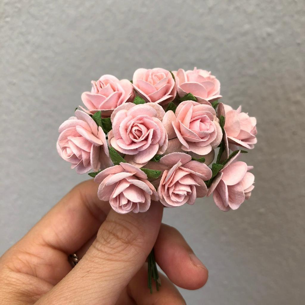 ดอกไม้กระดาษสาดอกไม้กุหลาบขนาดเล็กสีชมพูอ่อน-45-100-ชิ้น-ดอกไม้ประดิษฐ์สำหรับงานฝีมือและตกแต่ง-พร้อมส่ง-f251