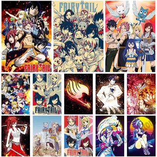 โปสเตอร์สติกเกอร์ติดผนัง รูปอนิเมะ Fairy Tail สีขาว สําหรับตกแต่งบ้าน บาร์ ห้องนั่งเล่น ห้องนอน