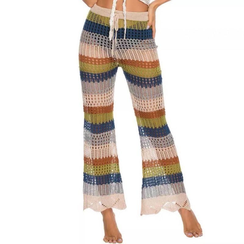 ภาพสินค้าCrochet pant กางเกงถักโครเช ผ้าทอสลับสีทรงขาม้านิดๆ เนื้อผ้าทอใส่สบาย ต้อนรับ summer ใส่กับ Bikini จากร้าน onammy998 บน Shopee ภาพที่ 1