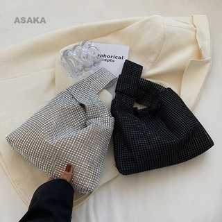 Asaka กระเป๋าคลัทช์ ประดับเลื่อม พลอยเทียม คริสตัล เพชร แวววาว แฟชั่น สําหรับผู้หญิง งานเลี้ยงตอนเย็น งานเลี้ยง