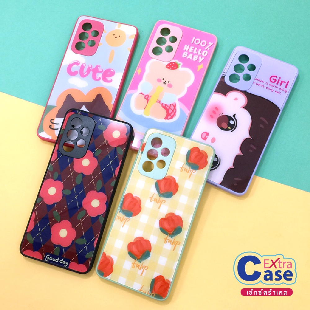 realme-c11-2021-c35-เคสมือถือกระจกพิมพ์ลายดอกไม้-กันเลนส์กล้อง